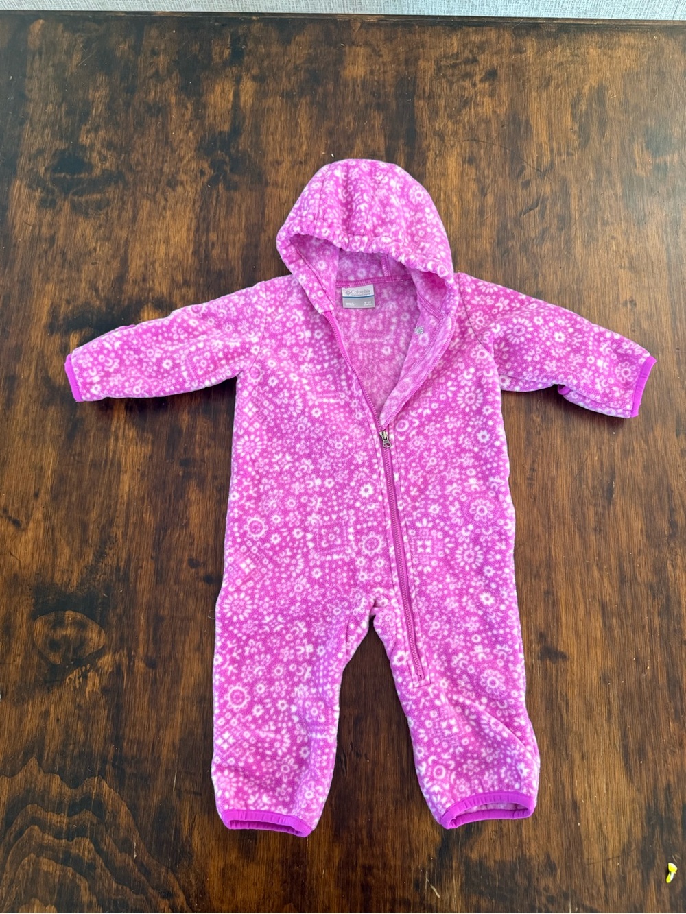 Columbia Pink Floral Hooded Fleece One-Piece